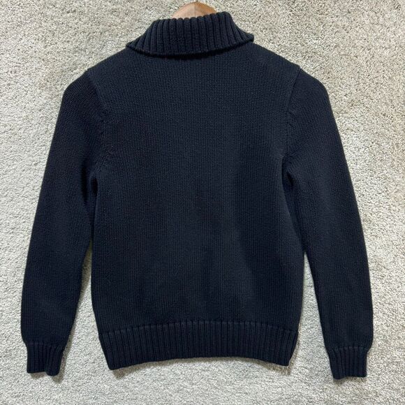 LRL Lauren Ralph Lauren Sweater Women's PS Black Gold Turn Lock Shawl Collar - Picture 11 of 11